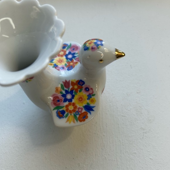 Vintage Bareuther Bavaria white floral ceramic bud vase dove bird made Germany - Picture 3 of 5